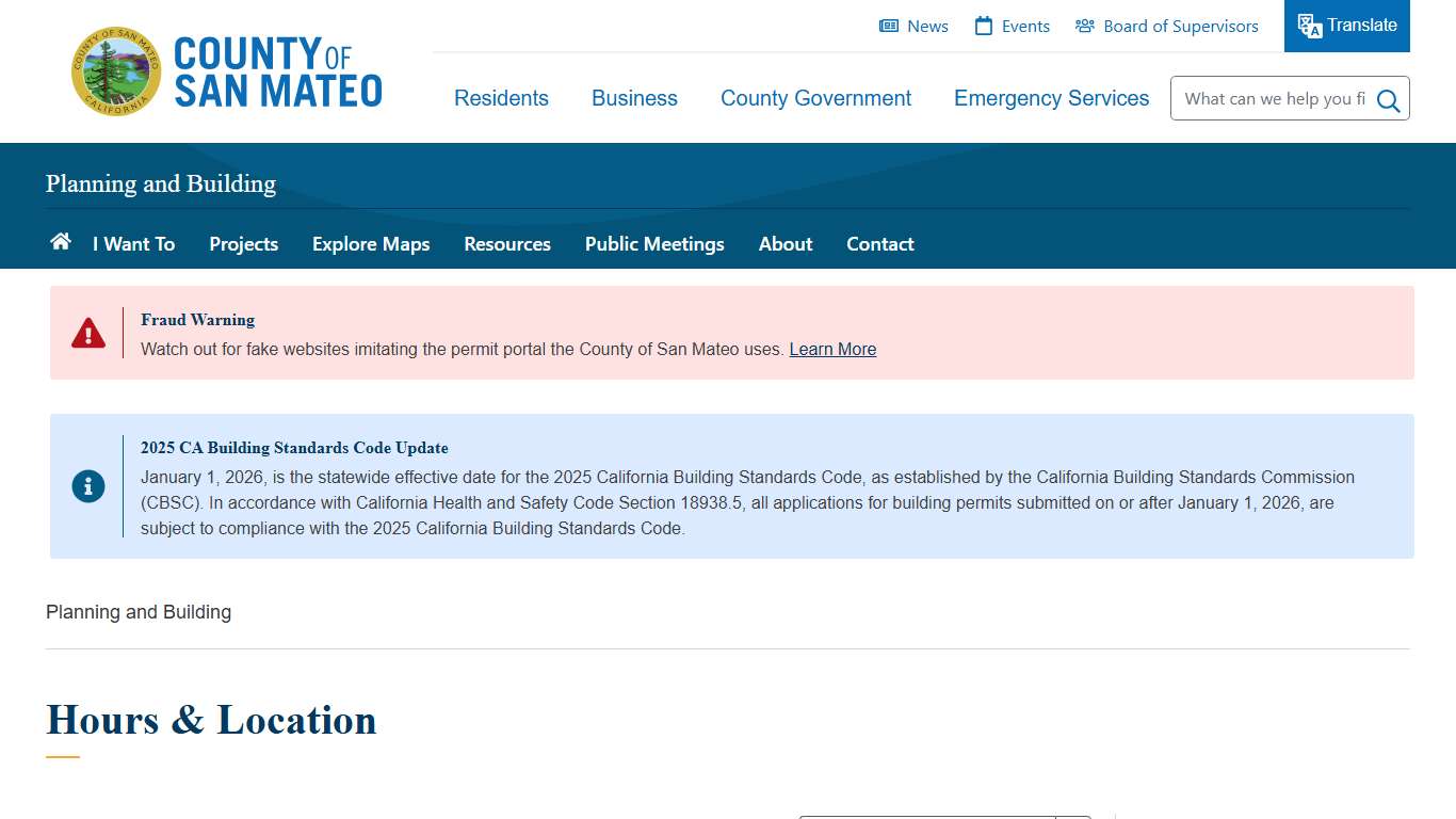 Hours & Location County of San Mateo, CA