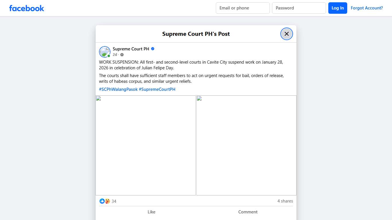 WORK SUSPENSION: All first- and... - Supreme Court PH Facebook